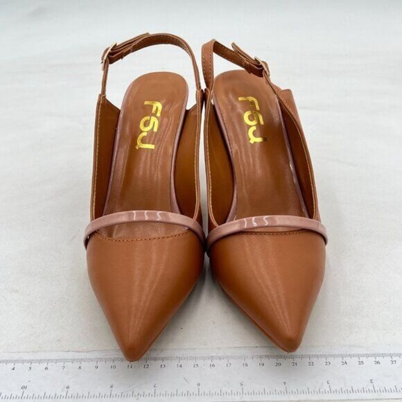 FSJ Pink Women Classy Pointed Toe Thin High Heel Slingback Pump Office Prom - Picture 3 of 8